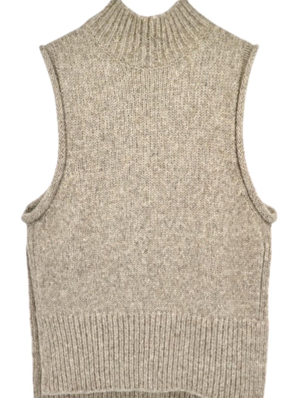 Cozy Sleeveless Turtleneck Sweater Vest in Taupe